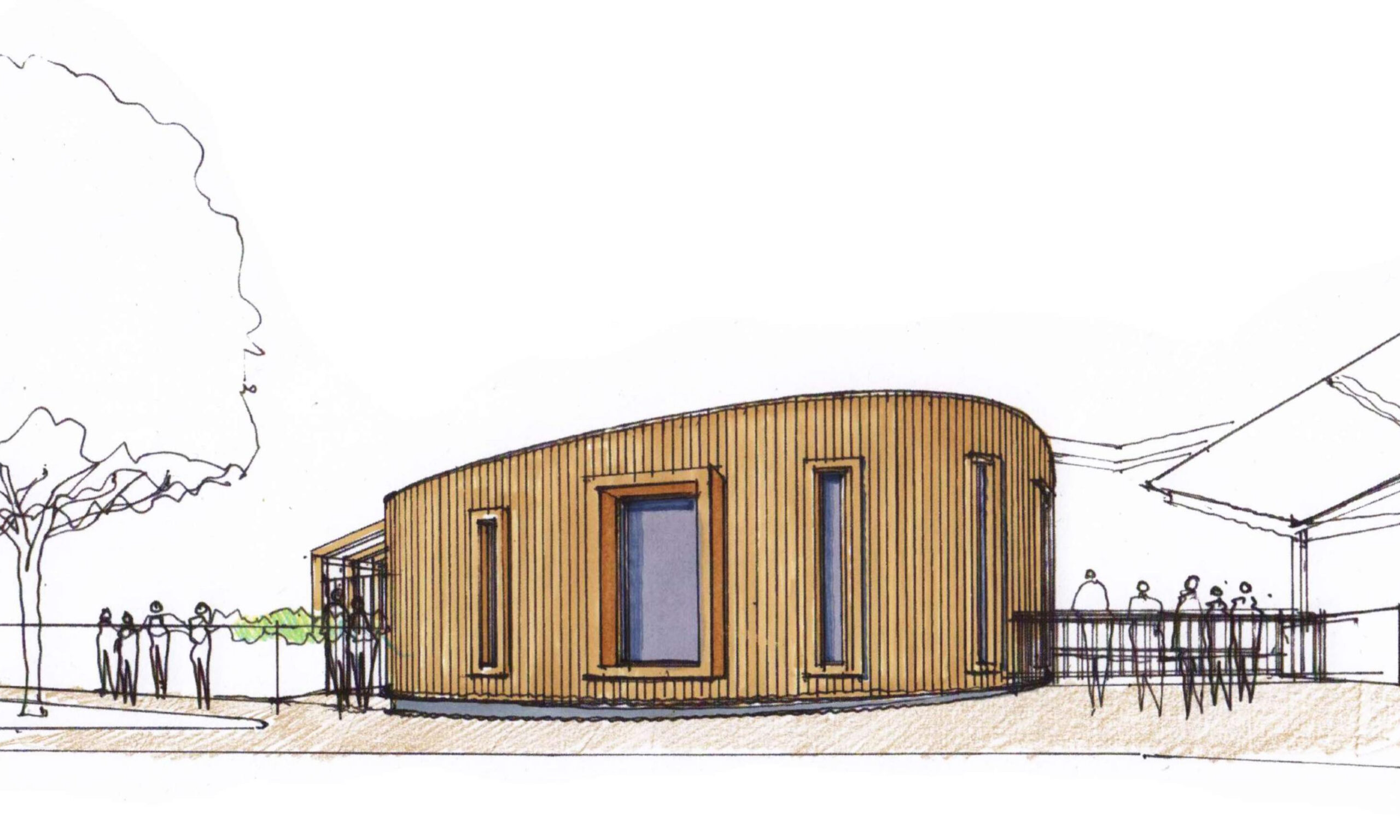 Architects concept sketch for the timber clad CastleHill Eco pod